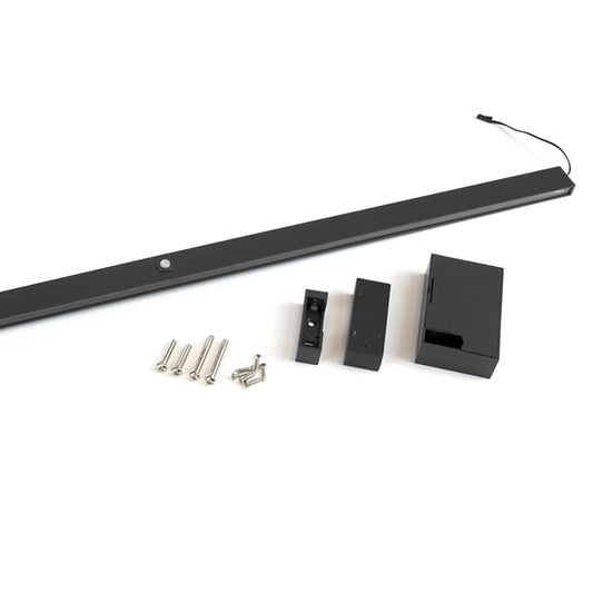 Emuca Barra Appendiabiti per armadi con luce LED Castor, batteria estraibile e sensore di movimento, L1.008 mm, Tecnoplastica e alluminio, Nero testurizzato