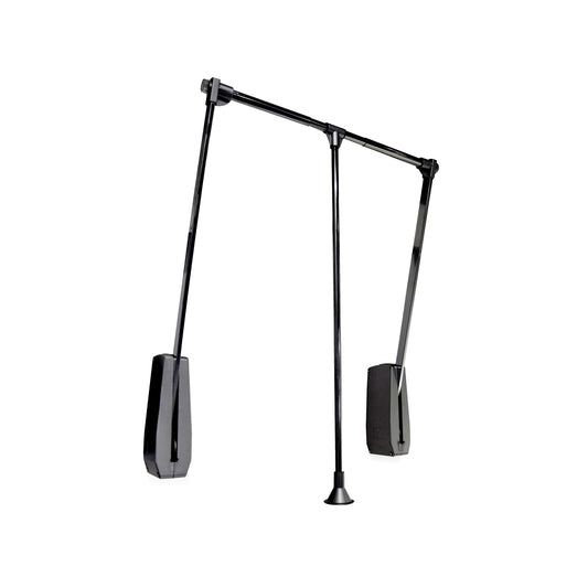 Emuca Appendiabiti da parete Hang, larghezza regolabile 600-830 mm, Acciaio e Tecnoplastica, Verniciato nero