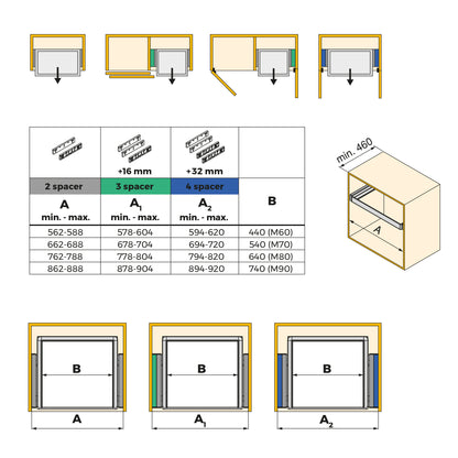 Set di 2 distanziale laterale per telaio Quartz