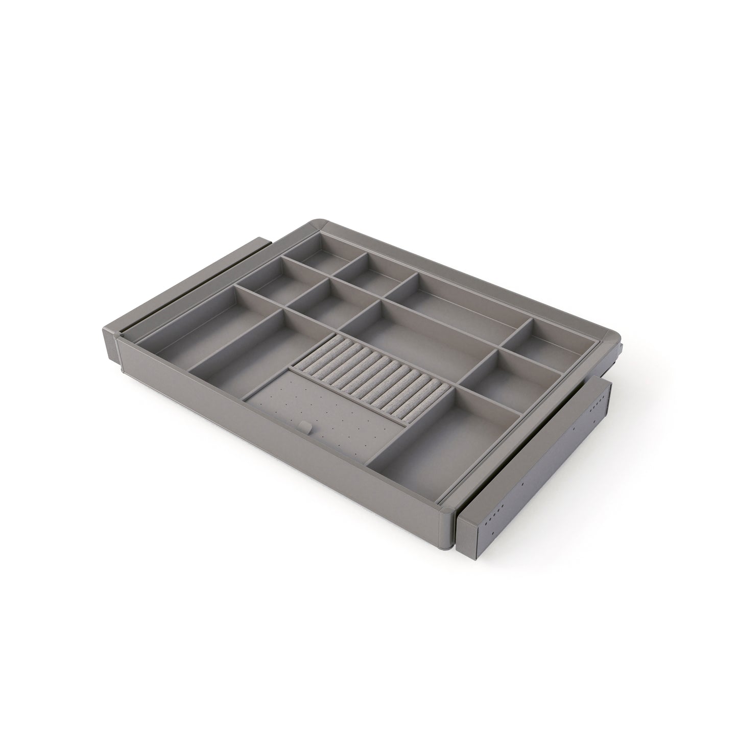 Emuca Kit cassetto organizzatore e telaio regolabile Quartz per armadi, chiusura ammortizzata e estrazione totale, modulo da 70 cm, finitura titanio