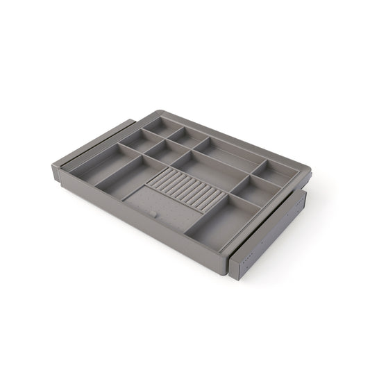 Emuca Kit cassetto organizzatore e telaio regolabile Quartz per armadi, chiusura ammortizzata e estrazione totale, modulo da 70 cm, finitura titanio