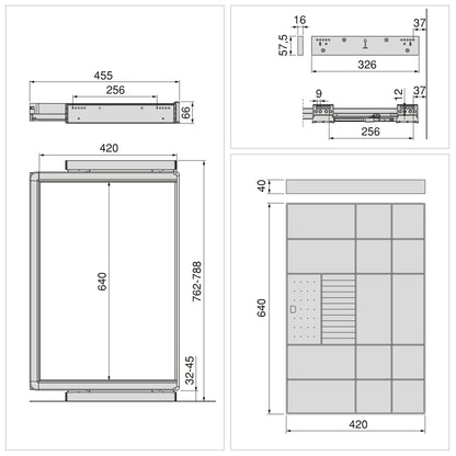 Emuca Kit cassetto organizzatore e telaio regolabile Quartz per armadi, chiusura ammortizzata e estrazione totale, modulo da 80 cm, finitura titanio