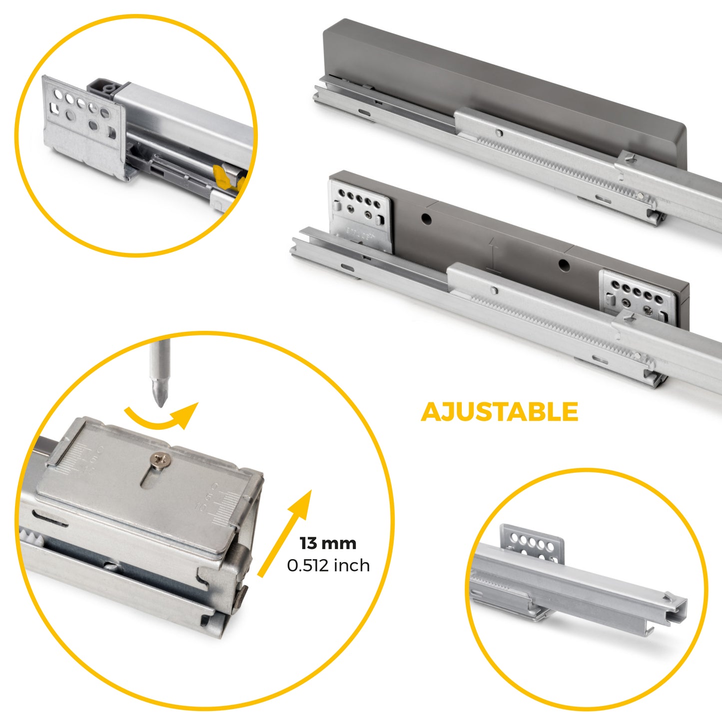 Emuca Kit cassetto organizzatore e telaio regolabile Quartz per armadi, chiusura ammortizzata e estrazione totale, modulo da 90 cm, finitura titanio