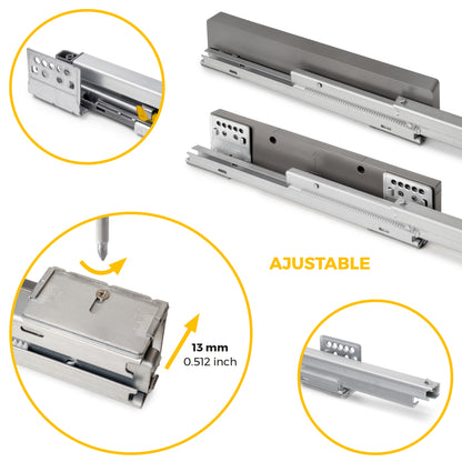 Emuca Kit cassetto organizzatore e telaio regolabile Quartz per armadi, chiusura ammortizzata e estrazione totale, modulo da 90 cm, finitura titanio