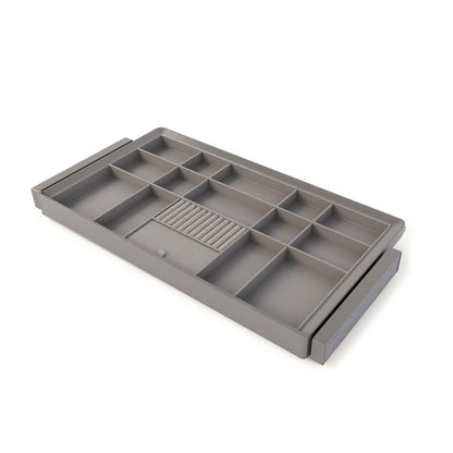 Emuca Kit cassetto organizzatore e telaio regolabile Quartz per armadi, chiusura ammortizzata e estrazione totale, modulo da 90 cm, finitura titanio