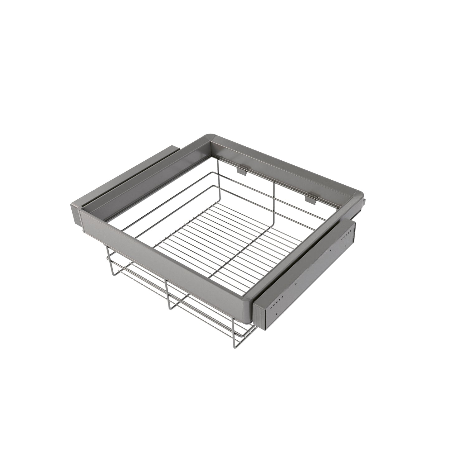 Emuca Kit cassetto in filo metallico e telaio regolabile Quartz per armadi, chiusura ammortizzata e estrazione totale,, modulo da 60 cm, finitura titanio