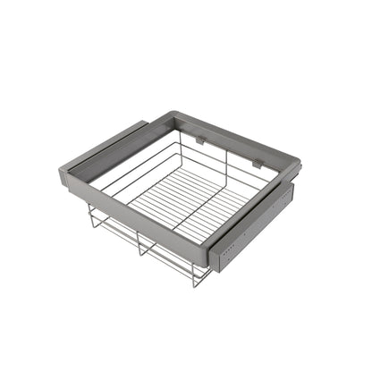 Emuca Kit cassetto in filo metallico e telaio regolabile Quartz per armadi, chiusura ammortizzata e estrazione totale,, modulo da 60 cm, finitura titanio