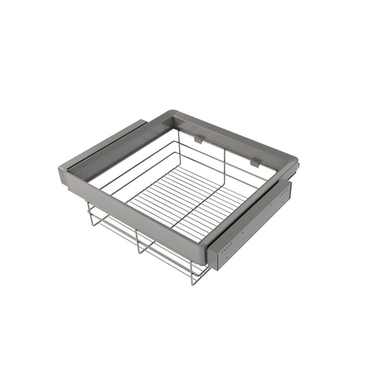 Emuca Kit cassetto in filo metallico e telaio regolabile Quartz per armadi, chiusura ammortizzata e estrazione totale,, modulo da 60 cm, finitura titanio
