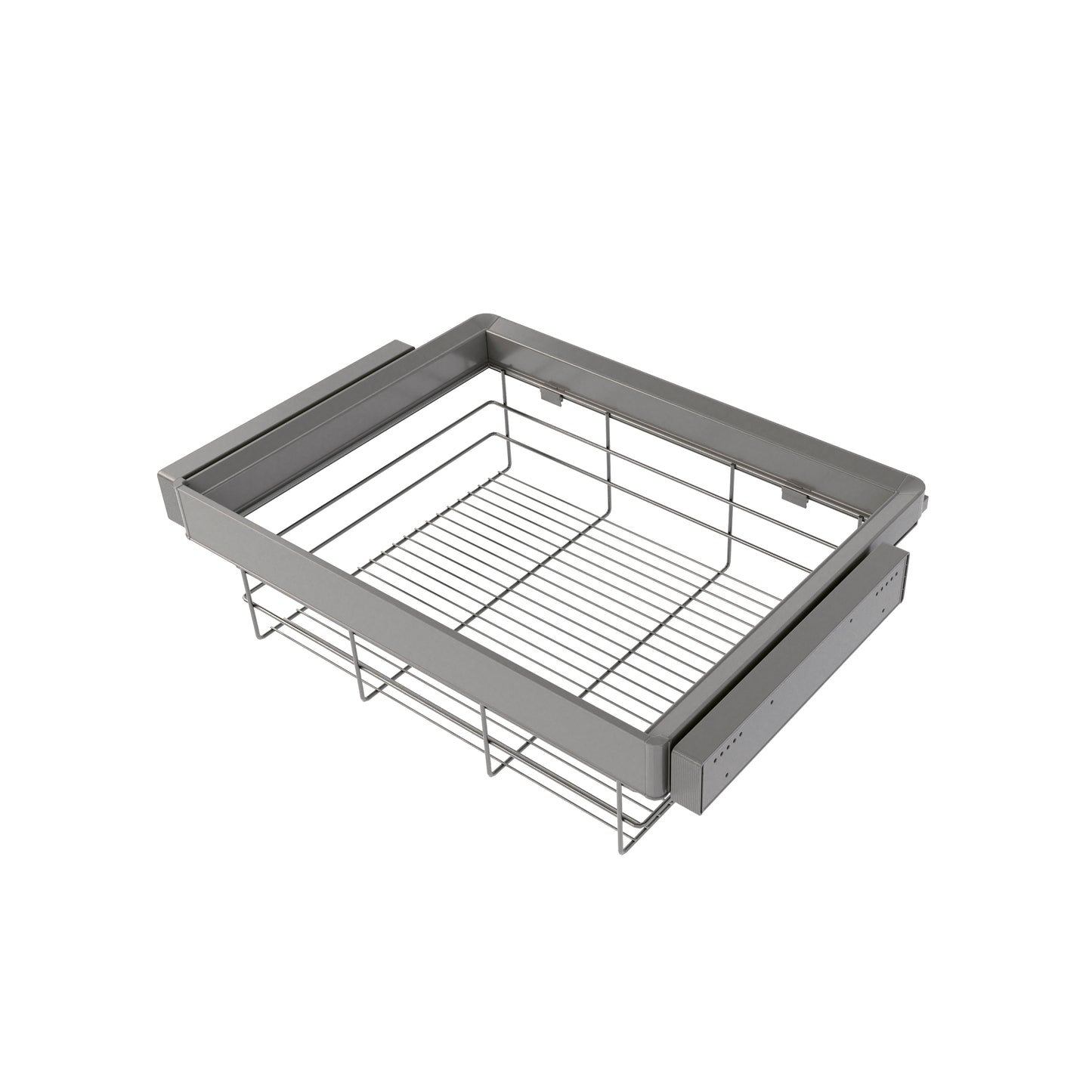 Emuca Kit cassetto in filo metallico e telaio regolabile Quartz per armadi, chiusura ammortizzata e estrazione totale, modulo da 70 cm, finitura titanio