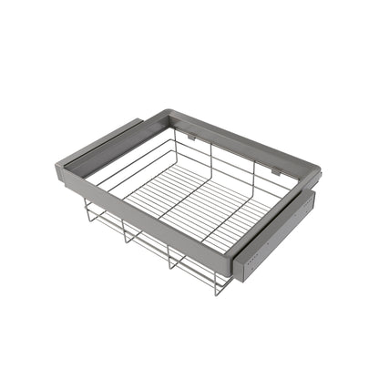 Emuca Kit cassetto in filo metallico e telaio regolabile Quartz per armadi, chiusura ammortizzata e estrazione totale, modulo da 70 cm, finitura titanio
