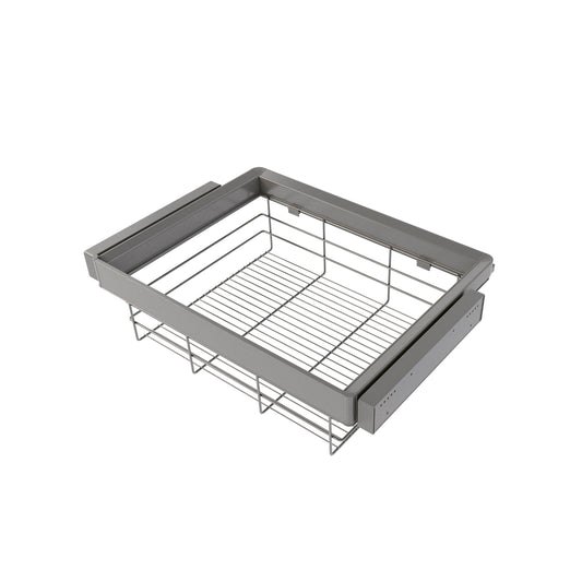 Emuca Kit cassetto in filo metallico e telaio regolabile Quartz per armadi, chiusura ammortizzata e estrazione totale, modulo da 70 cm, finitura titanio