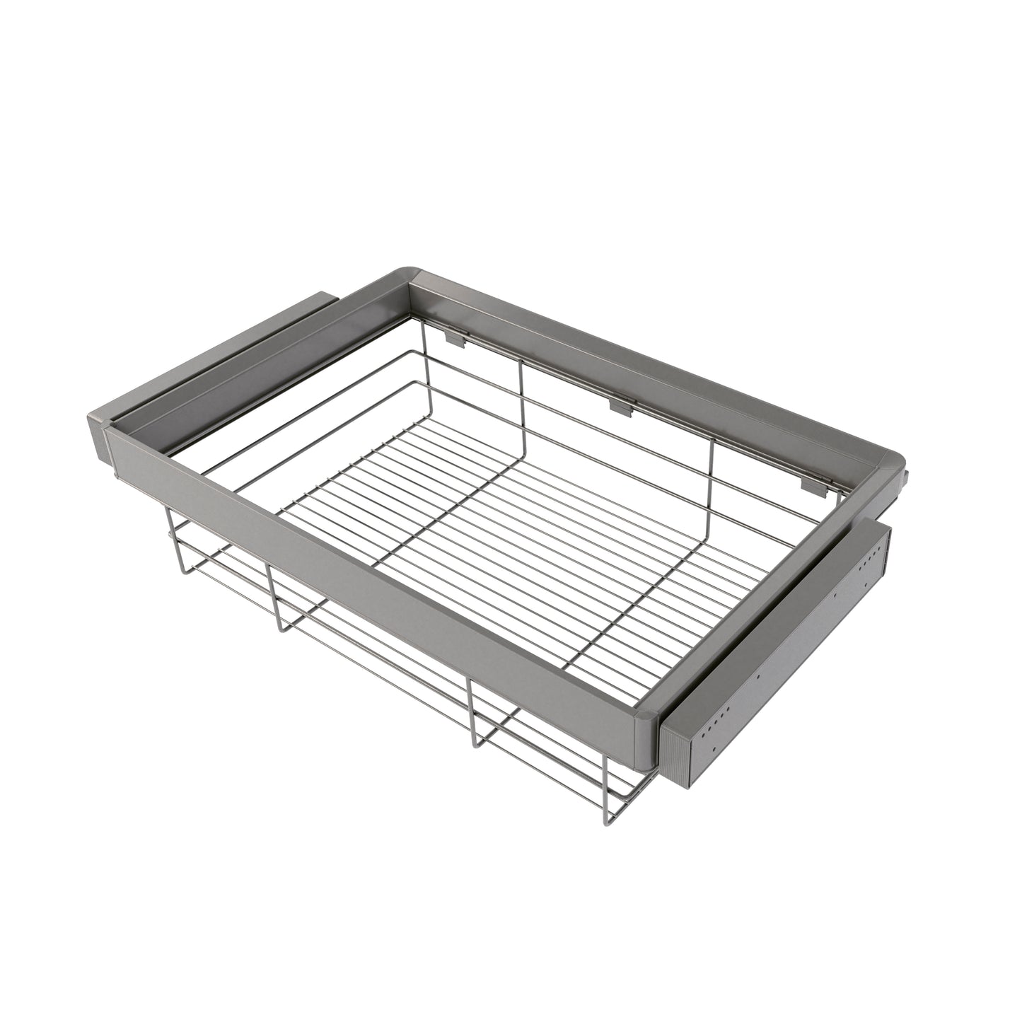 Emuca Kit cassetto in filo metallico e telaio regolabile Quartz per armadi, chiusura ammortizzata e estrazione totale, modulo da 80 cm, finitura titanio