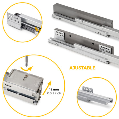 Emuca Kit cassetto in filo metallico e telaio regolabile Quartz per armadi, chiusura ammortizzata e estrazione totale, modulo da 90 cm, finitura titanio