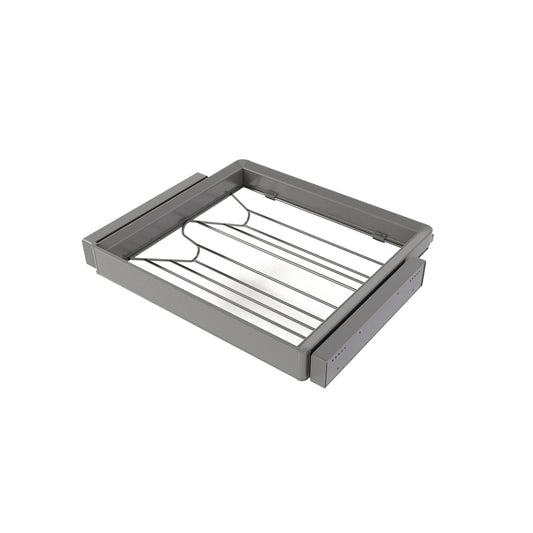 Emuca Kit  cassetto portascarpe e telaio regolabile Quartz per armadi, chiusura ammortizzata e estrazione totale,, modulo 60 cm, finitura Titanio
