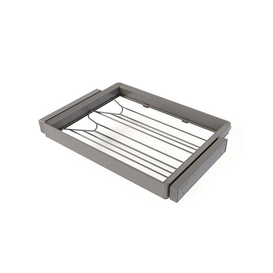 Emuca Kit  cassetto portascarpe e telaio regolabile Quartz per armadi, chiusura ammortizzata e estrazione totale, modulo 70 cm, finitura Titanio