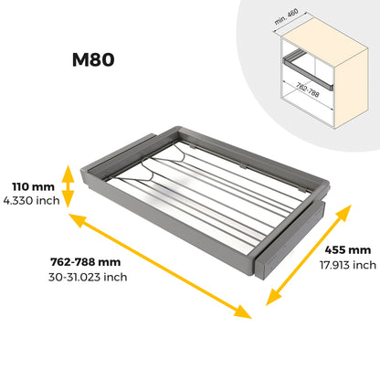Kit  cassetto portascarpe e telaio regolabile Quartz per armadi, chiusura ammortizzata e estrazione totale