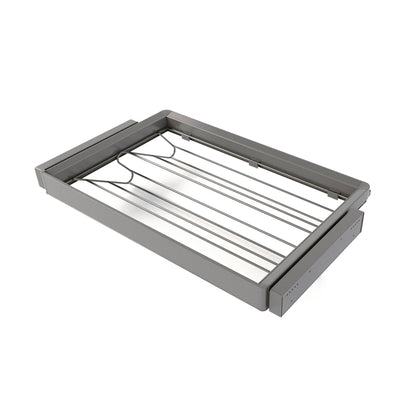 Emuca Kit  cassetto portascarpe e telaio regolabile Quartz per armadi, chiusura ammortizzata e estrazione totale, modulo 80 cm, finitura Titanio
