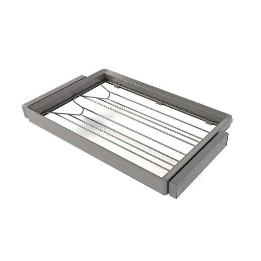Emuca Kit  cassetto portascarpe e telaio regolabile Quartz per armadi, chiusura ammortizzata e estrazione totale, modulo 80 cm, finitura Titanio