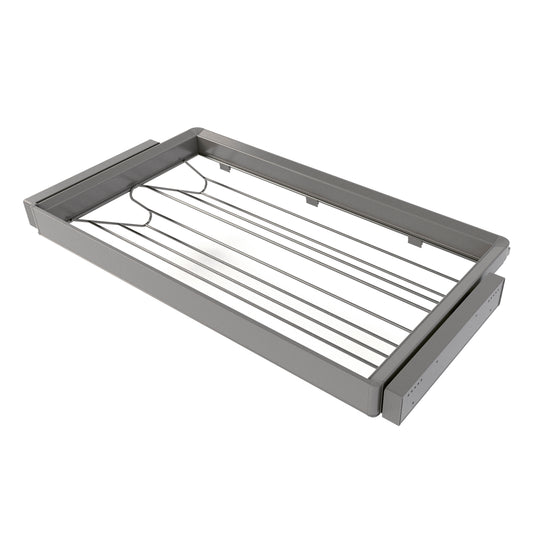 Emuca Kit  cassetto portascarpe e telaio regolabile Quartz per armadi, chiusura ammortizzata e estrazione totale, modulo 90 cm, finitura Titanio