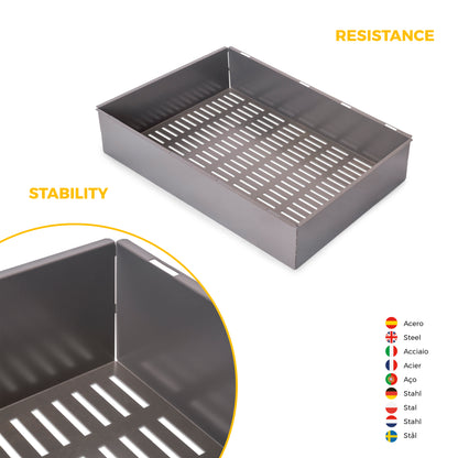 Kit  cassetto metallico e telaio regolabile Quartz per armadi, chiusura ammortizzata e estrazione totale
