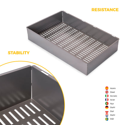 Kit  cassetto metallico e telaio regolabile Quartz per armadi, chiusura ammortizzata e estrazione totale
