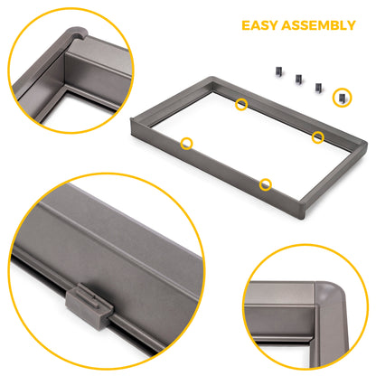 Emuca Kit  cassetto metallico e telaio regolabile Quartz per armadi, chiusura ammortizzata e estrazione totale, modulo 90 cm, finitura Titanio