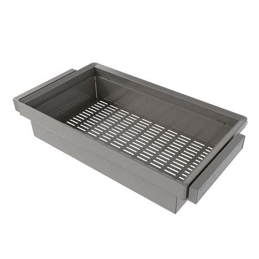 Emuca Kit  cassetto metallico e telaio regolabile Quartz per armadi, chiusura ammortizzata e estrazione totale, modulo 90 cm, finitura Titanio