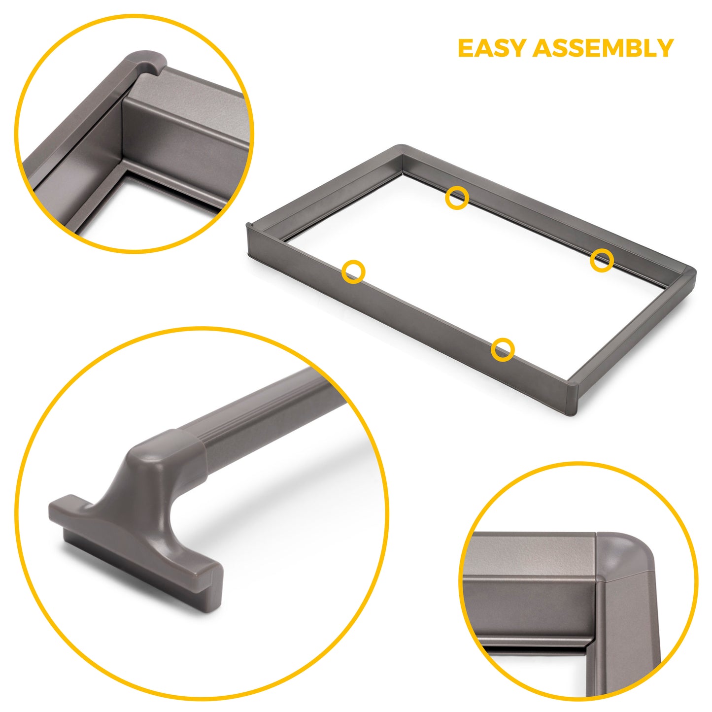Emuca Kit  portapantaloni a 7 aste e telaio regolabile Quartz per armadi, chiusura ammortizzata e estrazione totale, modulo 60 cm, finitura Titanio
