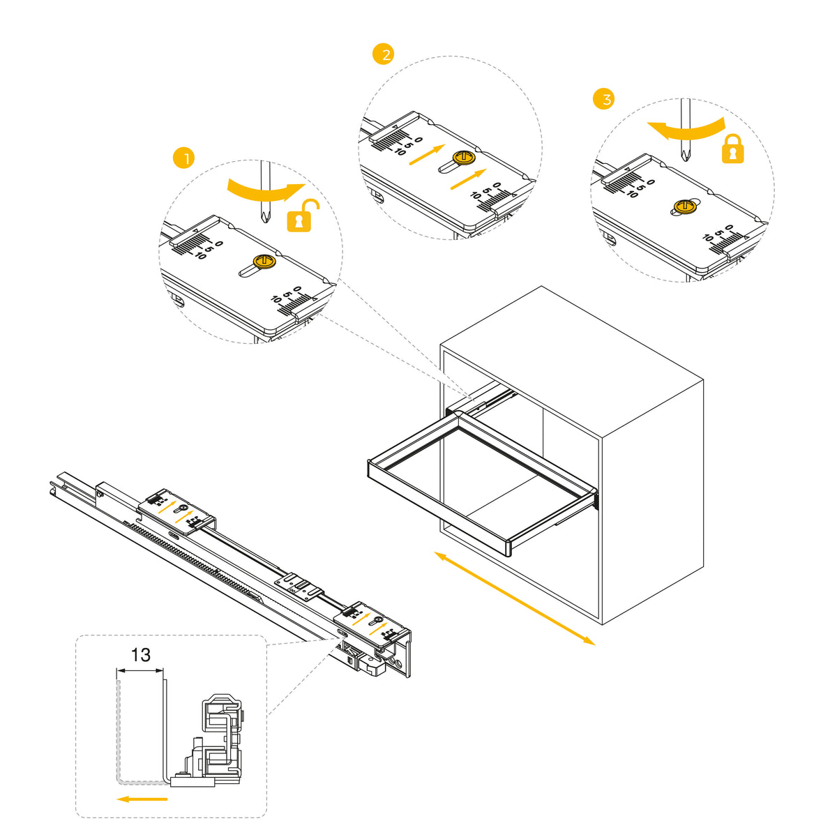 Kit  portapantaloni a 7 aste e telaio regolabile Quartz per armadi, chiusura ammortizzata e estrazione totale
