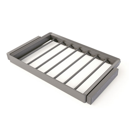 Emuca Kit  portapantaloni a 7 aste e telaio regolabile Quartz per armadi, chiusura ammortizzata e estrazione totale, modulo 80 cm, finitura Titanio