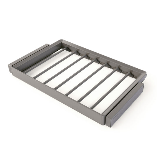 Emuca Kit  portapantaloni a 7 aste e telaio regolabile Quartz per armadi, chiusura ammortizzata e estrazione totale, modulo 80 cm, finitura Titanio