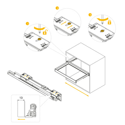 Kit  portapantaloni a 7 aste e telaio regolabile Quartz per armadi, chiusura ammortizzata e estrazione totale