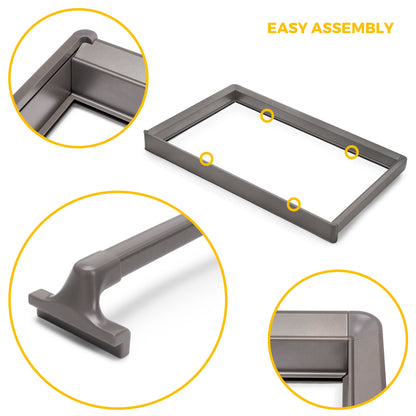 Emuca Kit  portapantaloni a 7 aste e telaio regolabile Quartz per armadi, chiusura ammortizzata e estrazione totale, modulo 90 cm, finitura Titanio
