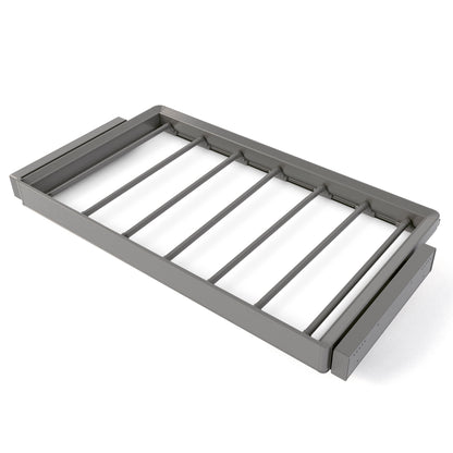 Emuca Kit  portapantaloni a 7 aste e telaio regolabile Quartz per armadi, chiusura ammortizzata e estrazione totale, modulo 90 cm, finitura Titanio