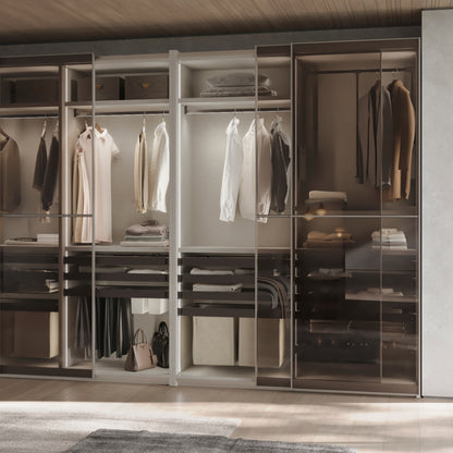 Emuca Kit  vassoio ausiliario, cesto portabiancheria e telaio regolabile Quartz per armadi, chiusura ammortizzata e estrazione totale, modulo 60 cm, finitura Titanio