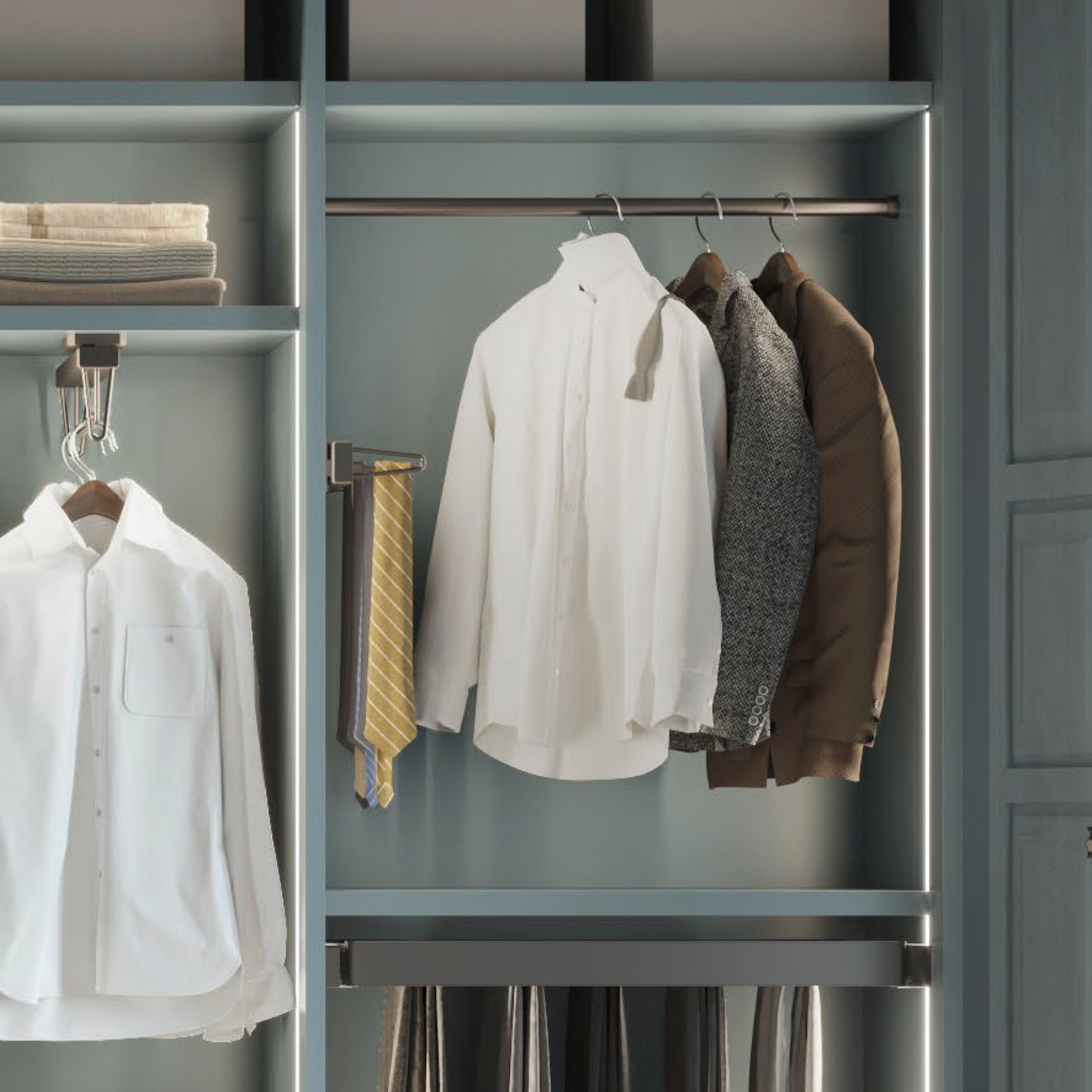 Emuca Lotto di 2 tubi appendiabiti rotondi D.28mm per armadi lunghezza 0,75m con reggitubi, Alluminio e Zama, Titanio