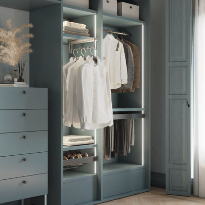 Emuca Lotto di 2 tubi appendiabiti rotondi D.28mm per armadi lunghezza 0,75m con reggitubi, Alluminio e Zama, Titanio