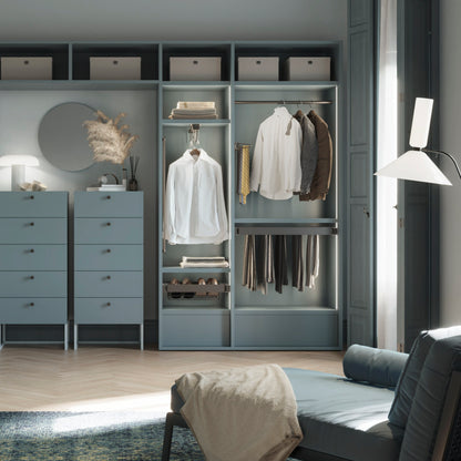 Emuca Lotto di 2 tubi appendiabiti rotondi D.28mm per armadi lunghezza 0,75m con reggitubi, Alluminio e Zama, Titanio