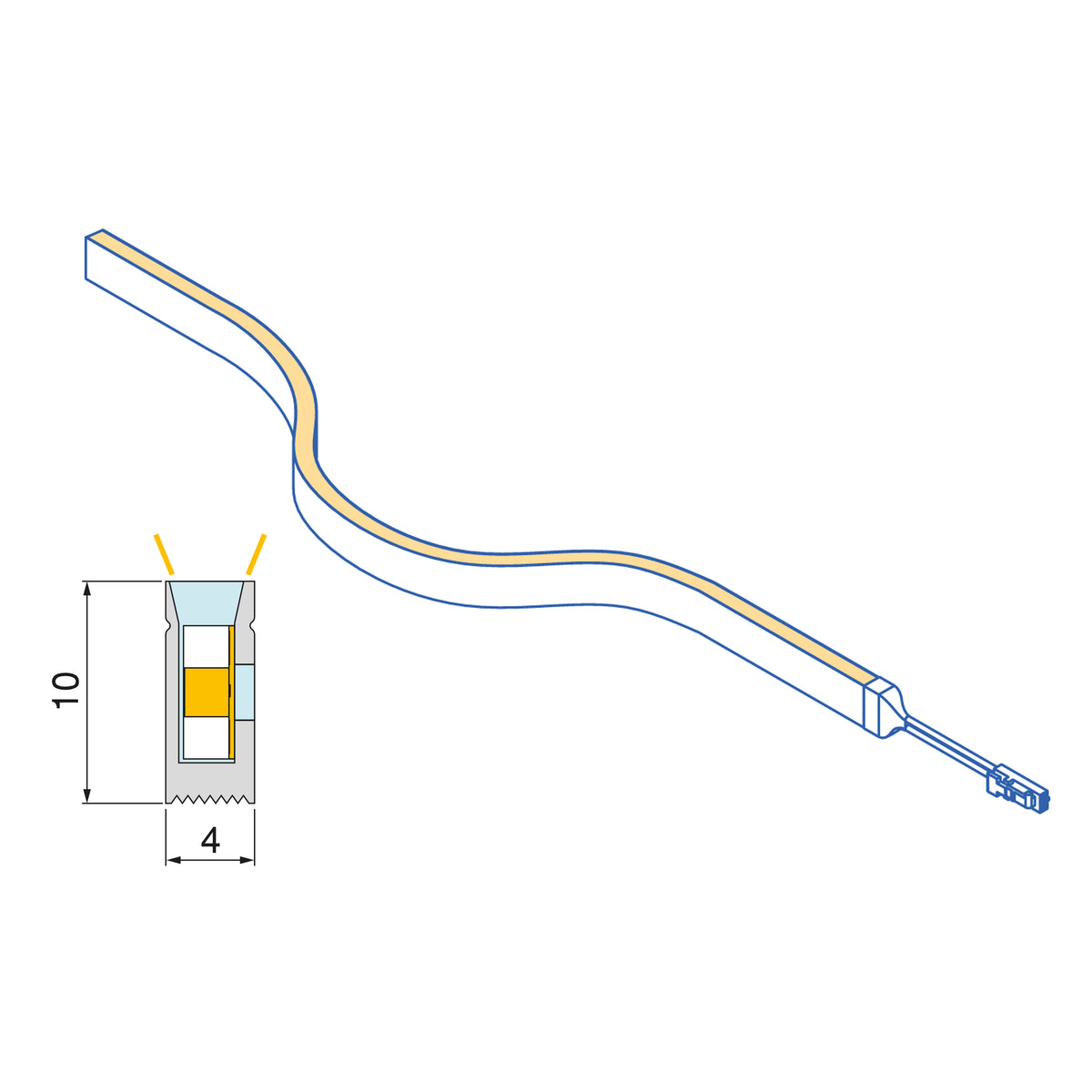 Emuca Kit striscia LED Neonlynx V 4x10 per armadio, Lunghezza 5.000mm, Luce Bianco calda 2.700K, Sensore di movimento RF Smart, Convertitore Smart 60W (24V DC), Tecnoplastica