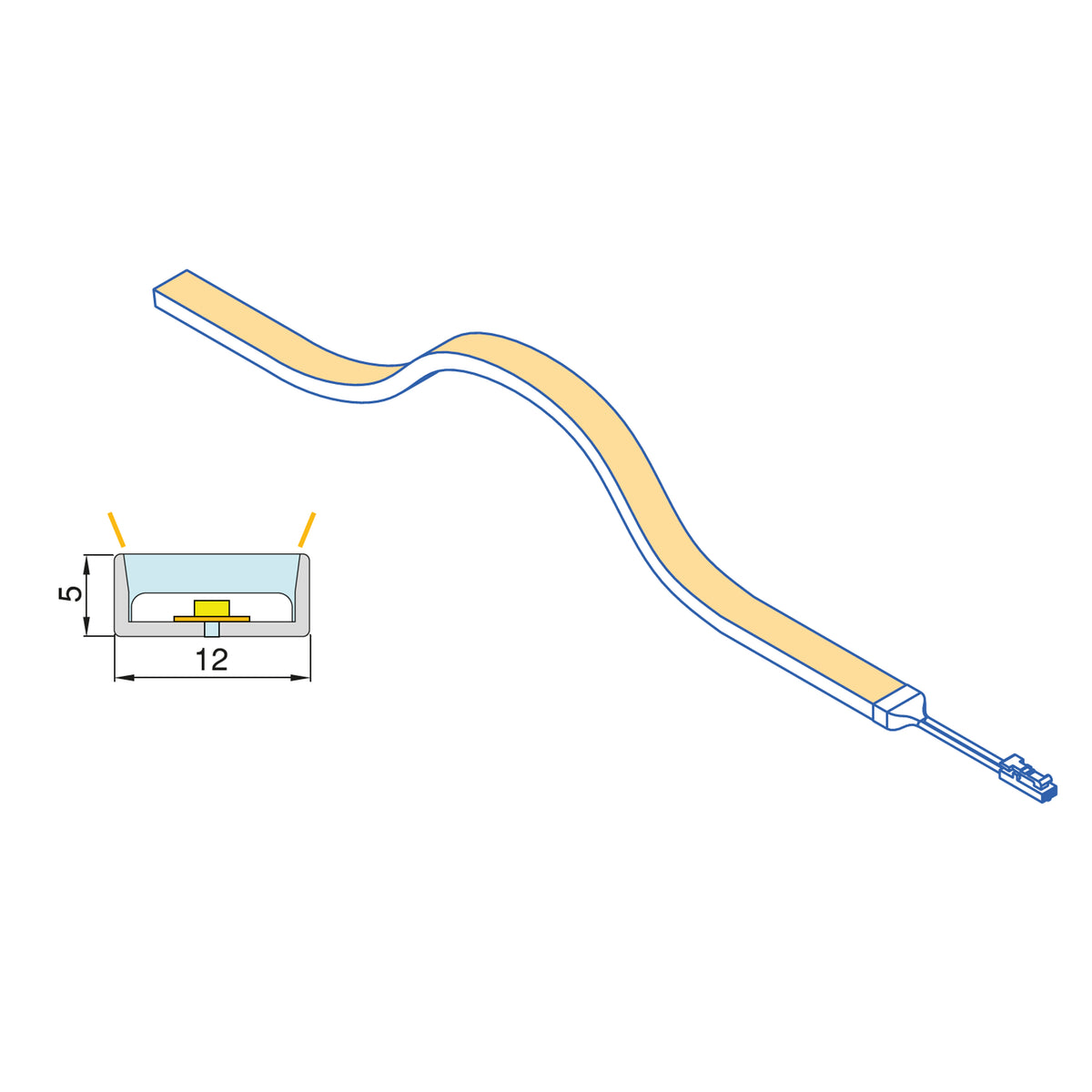 Emuca Kit striscia LED Neonlynx H 12x5 per cucina, Lunghezza 5.000mm, Luce Bianco naturale 4.000K, Sensore switch di prossimità RF Smart, Convertitore Smart 60W (24V DC), Tecnoplastica