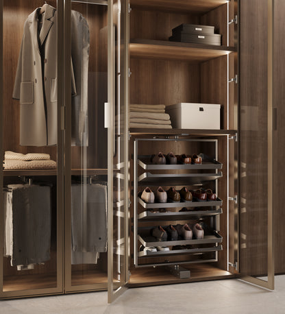 Emuca Porta scarpe girevole per interni armadio Quartz, H1080mm, Modulo 800 mm, Acciaio, Alluminio, Legno, Titanio