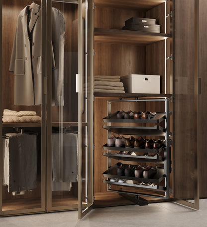 Emuca Porta scarpe girevole per interni armadio Quartz, H1080mm, Modulo 800 mm, Acciaio, Alluminio, Legno, Titanio
