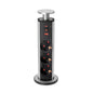 Emuca Multipresa estraibile Vertikal, 3 prese Schuko, 1 USB Tipo A, 2 USB Tipo C, Tecnoplastica e Alluminio, Grigio metallizzata