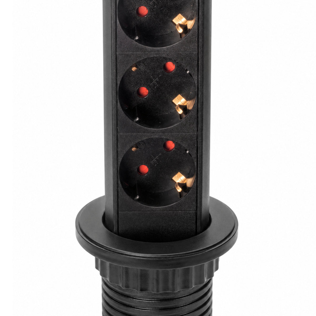 Emuca Multipresa estraibile Vertikal, 3 prese Schuko, 1 USB Tipo A, 2 USB Tipo C, Tecnoplastica e Alluminio, Verniciato nero