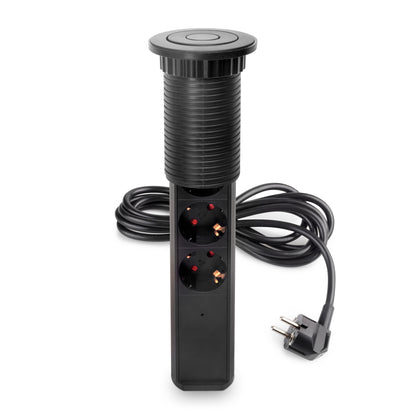 Emuca Multipresa estraibile Vertikal, 3 prese Schuko, 1 USB Tipo A, 2 USB Tipo C, Tecnoplastica e Alluminio, Verniciato nero
