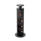 Emuca Multipresa estraibile Vertikal, 3 prese Schuko, 1 USB Tipo A, 2 USB Tipo C, Tecnoplastica e Alluminio, Verniciato nero