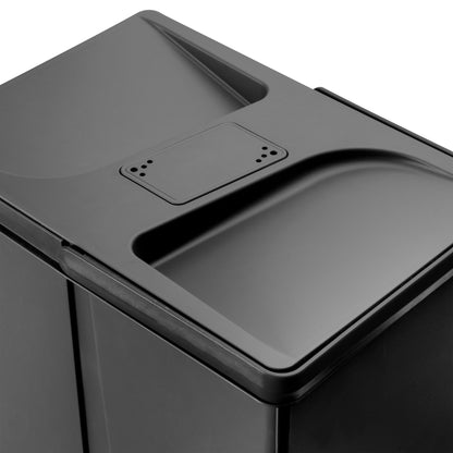 Emuca Contenitori per cassetti da cucina Recycle con coperchio anti-odore, Altezza 266, 3x15 lt, 2x7 lt, Tecnoplastica, Nera