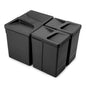 Emuca Contenitori per cassetti da cucina Recycle con coperchio anti-odore, Altezza 266, 1x15 lt, 2x7 lt, Tecnoplastica, Nera