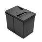 Emuca Contenitori per cassetti da cucina Recycle con coperchio anti-odore, Altezza 266, 1x15 lt, Tecnoplastica, Nera