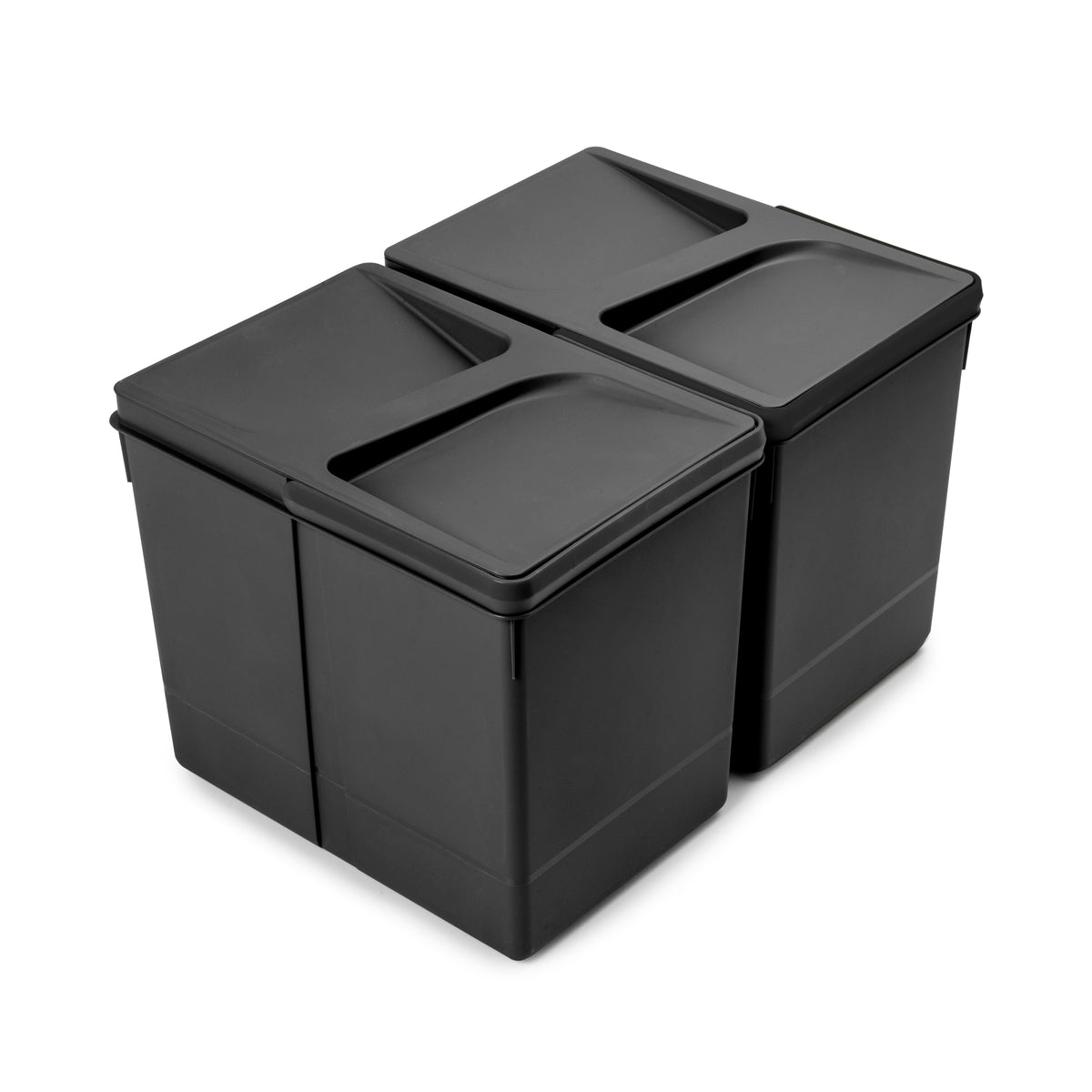 Emuca Kit di contenitori per la raccolta differenziata per cassetti da cucina Recycle Altezza Recycle 266 mm, 2x15 lt,Tecnoplastica, Nera
